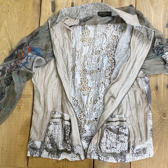 Christine Phillipe Sheer Jacket Zip Up‎ Tattoo Arms Lace back - Picture 6 of 10